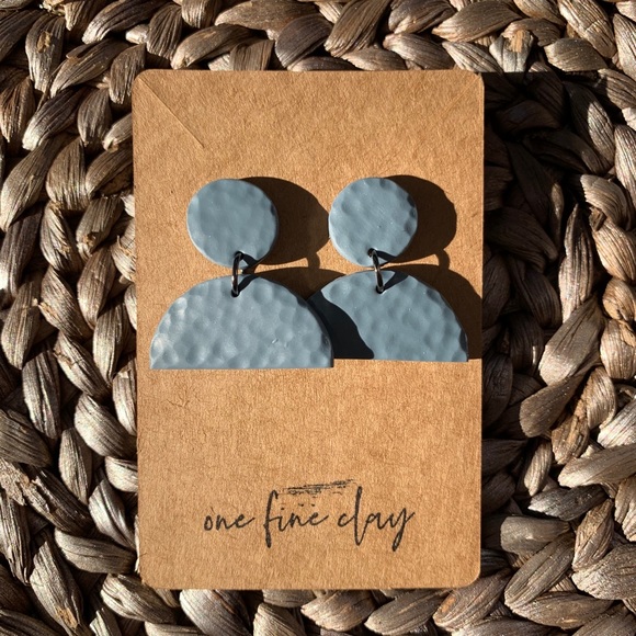 Jewelry - Teal Blue Textured Clay Earrings